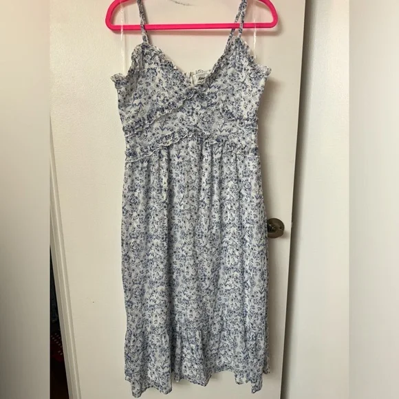 Almost Famous | Dresses | Nwt Fashion Nova Almost Famous Floral Summer Midi  Dress Whiteblue L | Poshmark